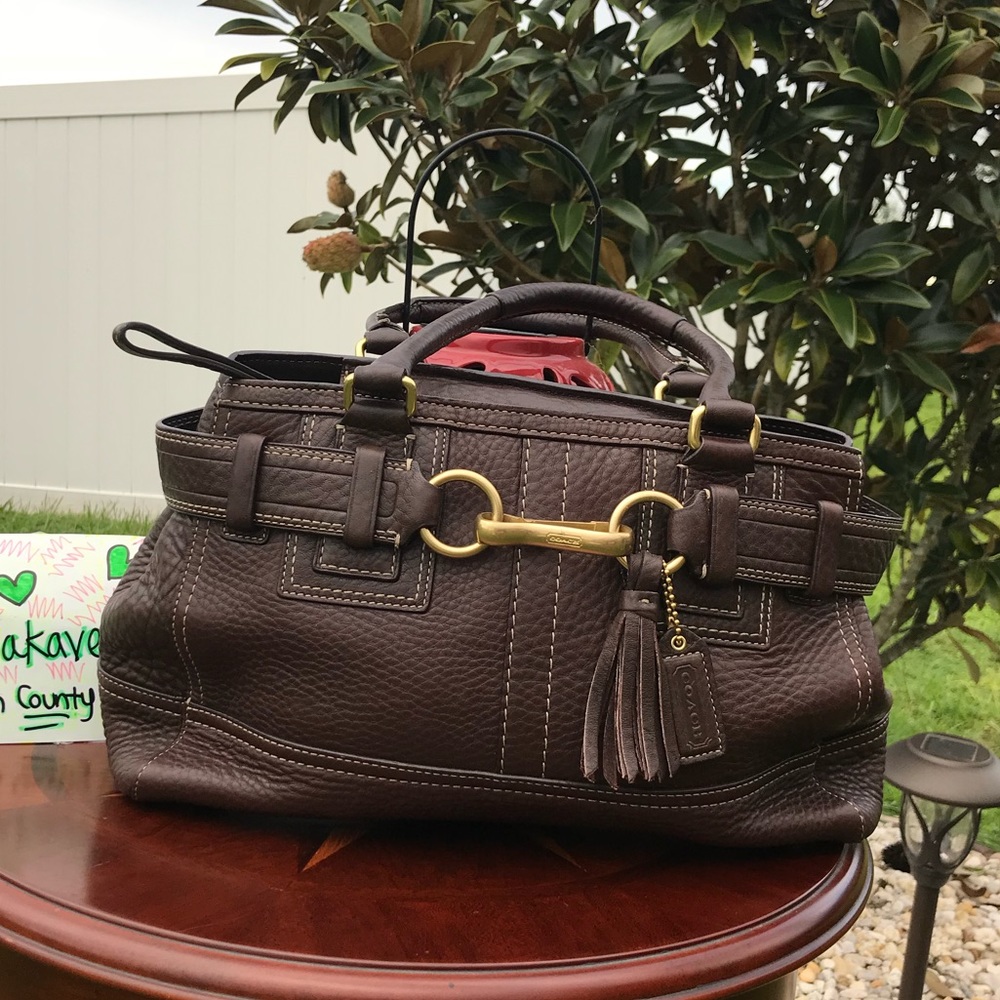 Coach Hamptons Brown Pebbled Leather Bag
